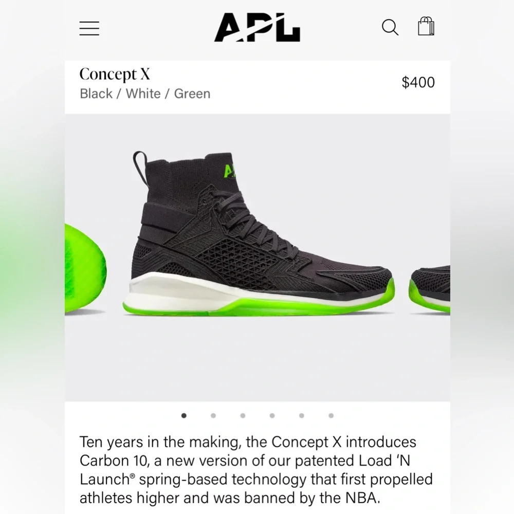 APL - unisex Concept X Basketball Sneakers shoes black / green SZ M -5 /‎ W -6.5